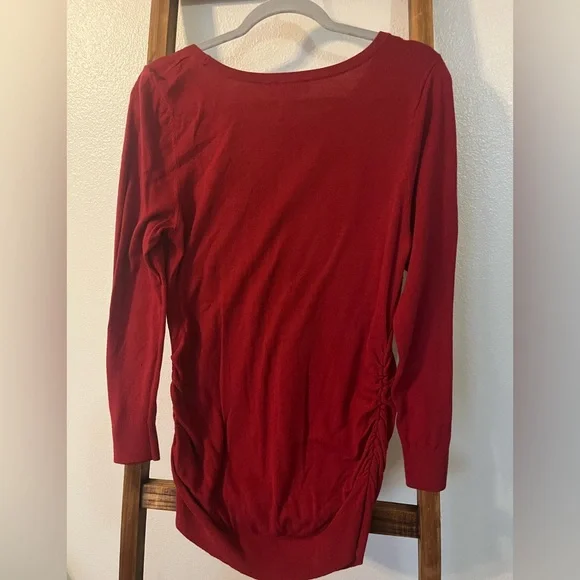 Motherhood Red Ruched Sides Maternity Pullover Sweater Long Sleeve Size L - Picture 2 of 3